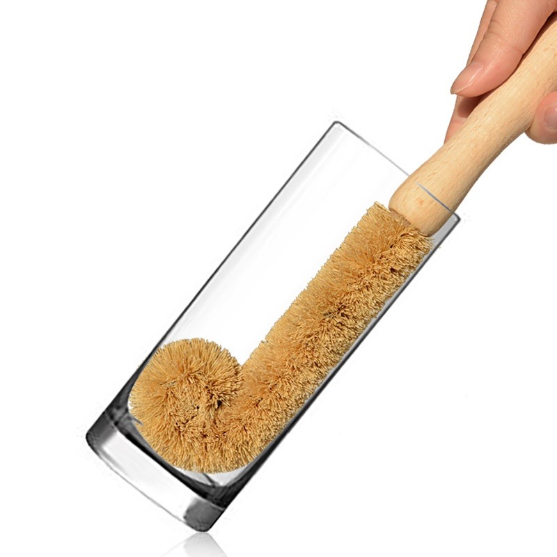 Dish Brush Bamboo - Küchenreinigungsbürste Natürliche Kokosfaserbürste Hanffaser Antihaft-Pfannenbürste Ölentfettende