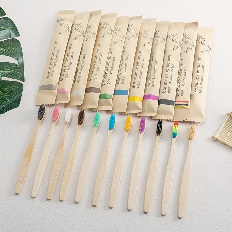 Bamboo Toothbrush Set - 10er-Pack Natürliche Bambus-Zahnbürsten Umweltfreundliche Familien- und
